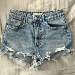ZARA Ripped Jean Shorts
